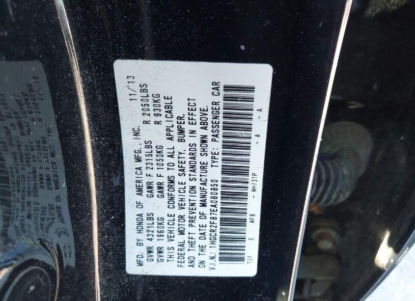 Photo 9 of 2014 Honda Accord EX-L (VIN 1HGCR2F87EA080850)