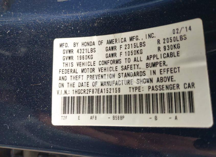 Photo 9 of 2014 Honda Accord EX-L (VIN 1HGCR2F87EA152159)