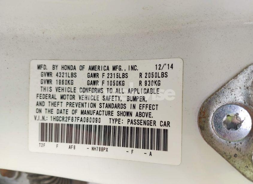 Photo 9 of 2015 Honda Accord EX-L (VIN 1HGCR2F87FA080090)