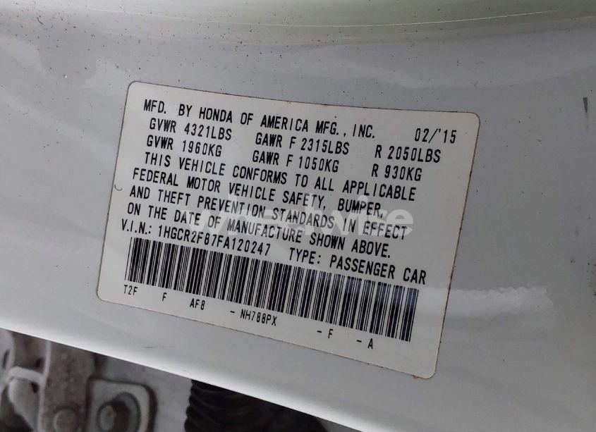 Photo 9 of 2015 Honda Accord EX-L (VIN 1HGCR2F87FA120247)