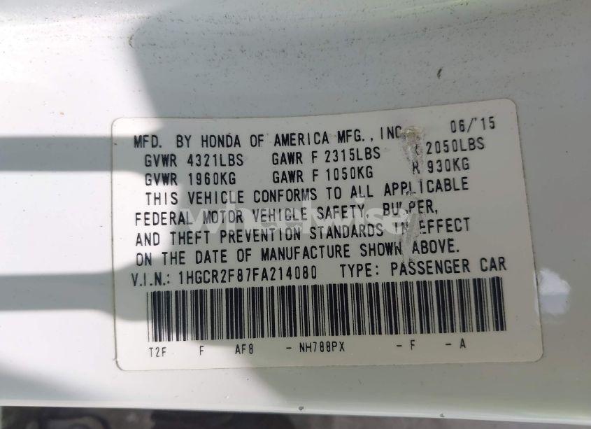 Photo 9 of 2015 Honda Accord EXL (VIN 1HGCR2F87FA214080)