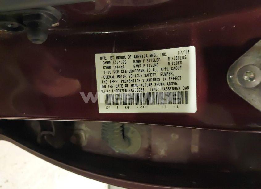 Photo 9 of 2015 Honda Accord EX-L (VIN 1HGCR2F87FA230926)