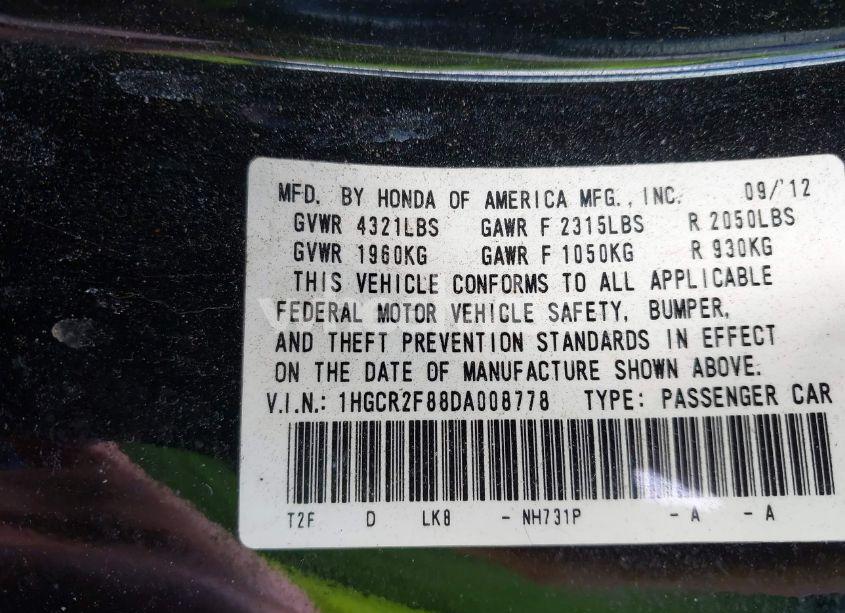 Photo 9 of 2013 Honda Accord EX-L (VIN 1HGCR2F88DA008778)