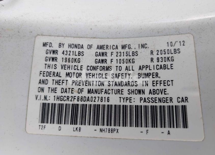 Photo 9 of 2013 Honda Accord EX-L (VIN 1HGCR2F88DA027816)