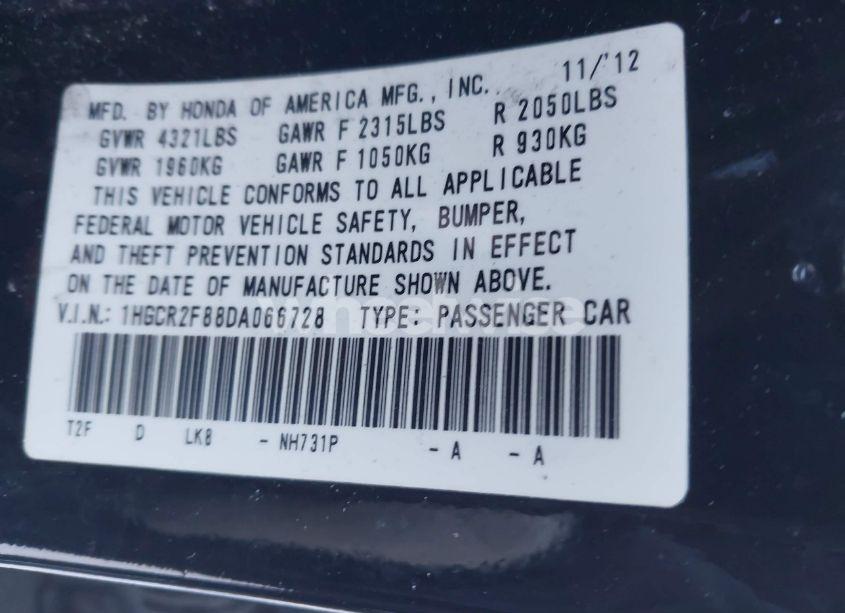 Photo 9 of 2013 Honda Accord EX-L (VIN 1HGCR2F88DA066728)