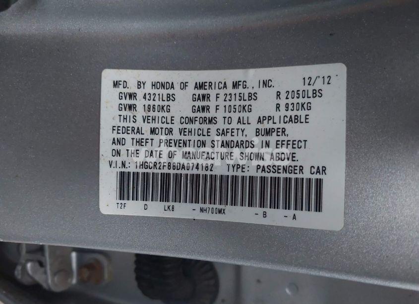 Photo 9 of 2013 Honda Accord EX-L (VIN 1HGCR2F88DA074182)