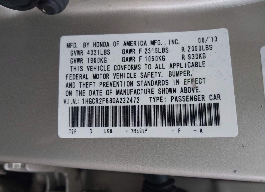 Photo 9 of 2013 Honda Accord EX-L (VIN 1HGCR2F88DA232472)