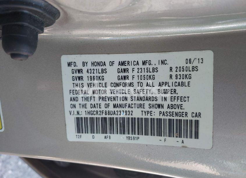 Photo 9 of 2013 Honda Accord EX-L (VIN 1HGCR2F88DA237932)