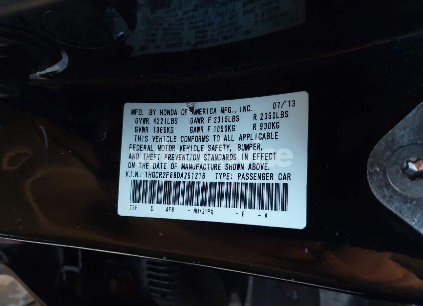 Photo 9 of 2013 Honda Accord EX-L (VIN 1HGCR2F88DA251216)
