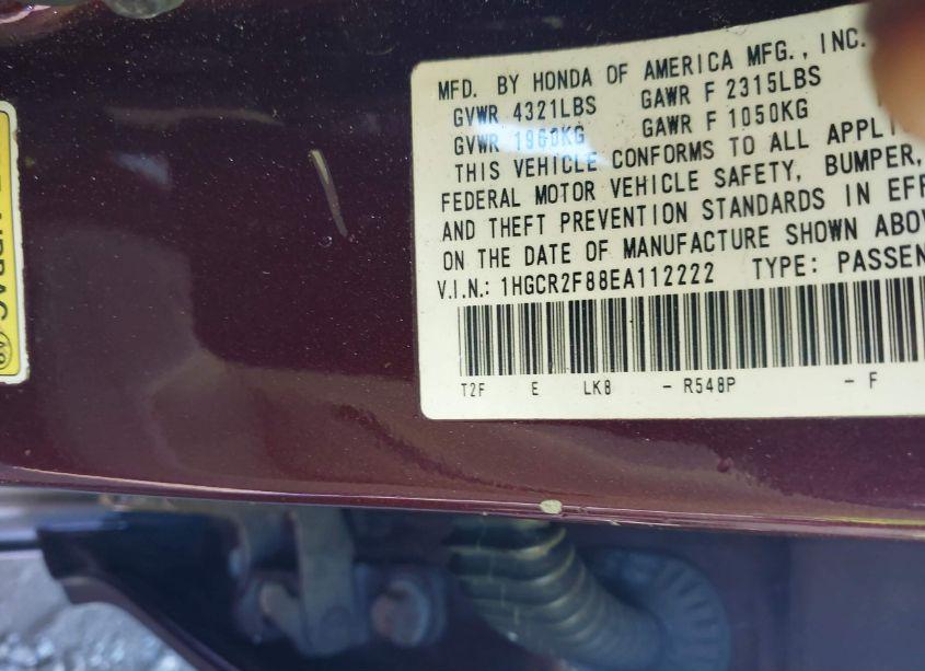 Photo 9 of 2014 Honda Accord EX-L (VIN 1HGCR2F88EA112222)