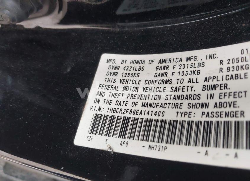 Photo 9 of 2014 Honda Accord EX-L (VIN 1HGCR2F88EA141400)