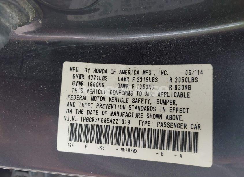 Photo 8 of 2014 Honda Accord EX-L (VIN 1HGCR2F88EA221019)