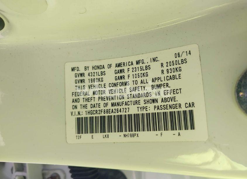 Photo 9 of 2014 Honda Accord EX-L (VIN 1HGCR2F88EA264727)