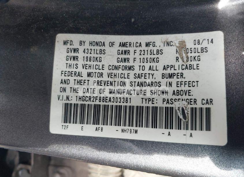 Photo 9 of 2014 Honda Accord EX-L (VIN 1HGCR2F88EA303381)