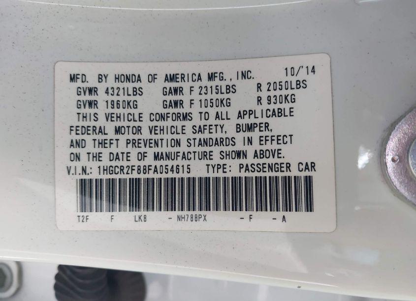 Photo 9 of 2015 Honda Accord EX-L (VIN 1HGCR2F88FA054615)