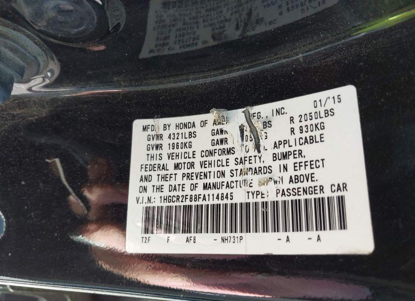 Photo 9 of 2015 Honda Accord EX-L (VIN 1HGCR2F88FA114845)