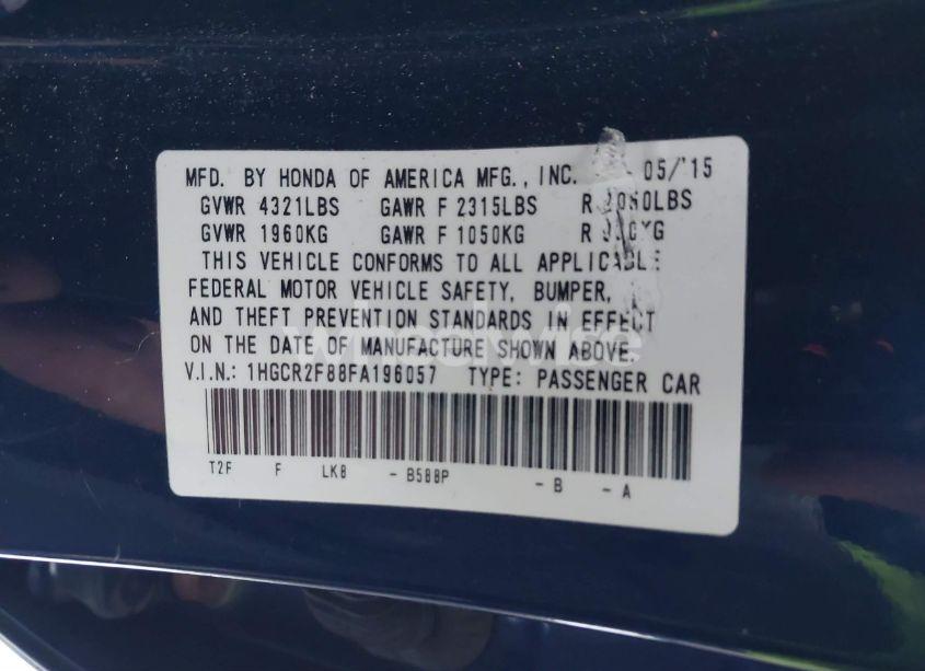 Photo 9 of 2015 Honda Accord EX-L (VIN 1HGCR2F88FA196057)