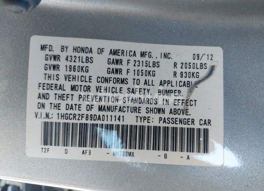 Photo 9 of 2013 Honda Accord EX-L (VIN 1HGCR2F89DA011141)