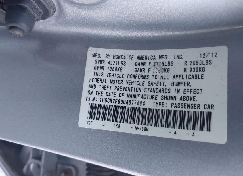 Photo 9 of 2013 Honda Accord EX-L (VIN 1HGCR2F89DA077804)