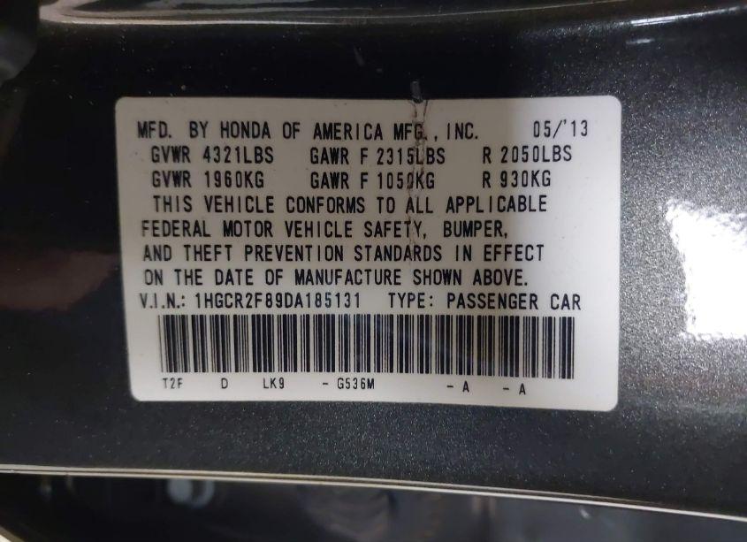 Photo 9 of 2013 Honda Accord EX-L (VIN 1HGCR2F89DA185131)