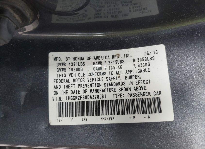 Photo 9 of 2013 Honda Accord EX-L (VIN 1HGCR2F89DA228091)