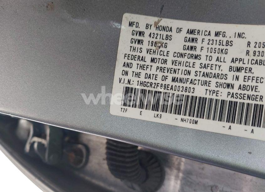 Photo 9 of 2014 Honda Accord EX-L (VIN 1HGCR2F89EA003803)