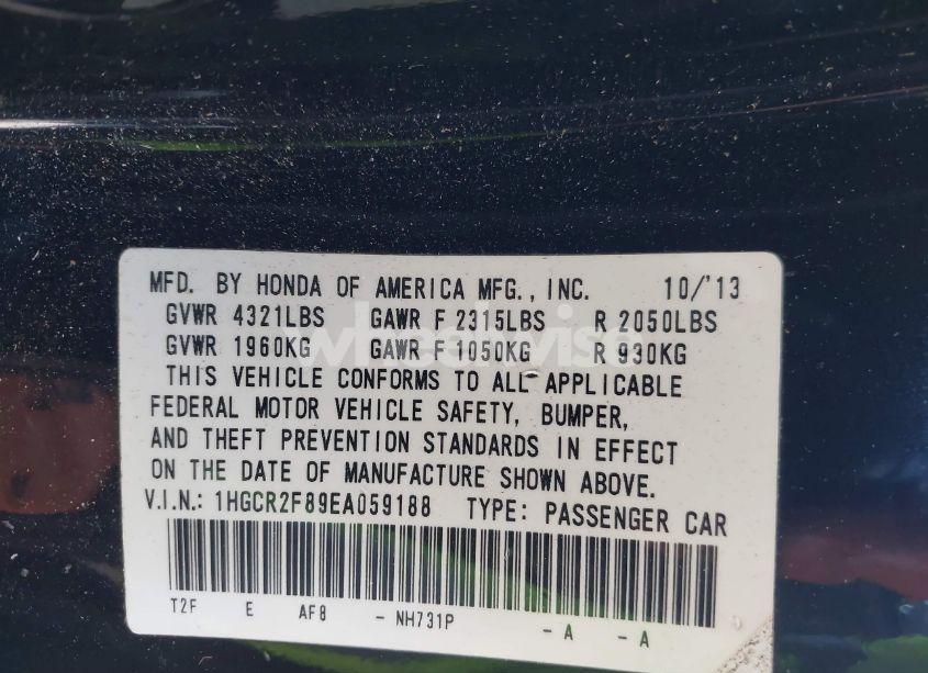 Photo 9 of 2014 Honda Accord EX-L (VIN 1HGCR2F89EA059188)