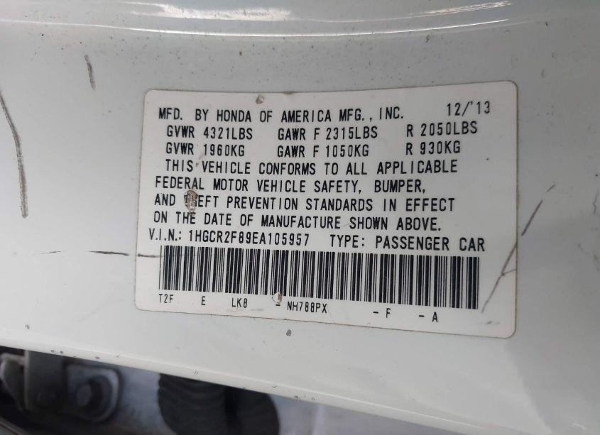 Photo 9 of 2014 Honda Accord EX-L (VIN 1HGCR2F89EA105957)