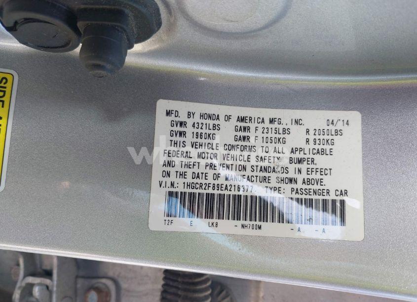 Photo 9 of 2014 Honda Accord EX-L (VIN 1HGCR2F89EA216377)