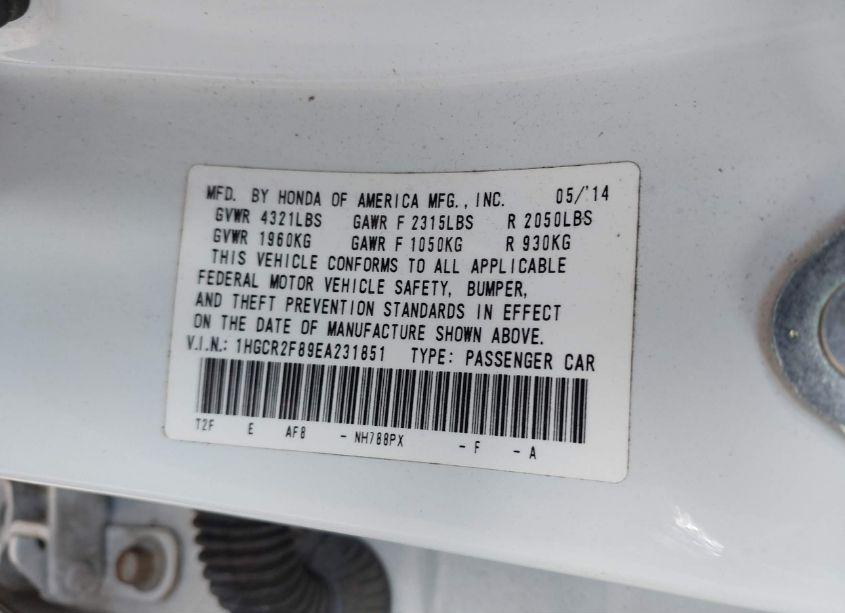 Photo 9 of 2014 Honda Accord EX-L (VIN 1HGCR2F89EA231851)