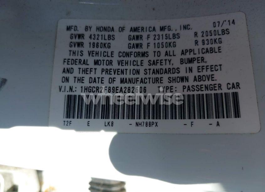 Photo 9 of 2014 Honda Accord EX-L (VIN 1HGCR2F89EA282606)