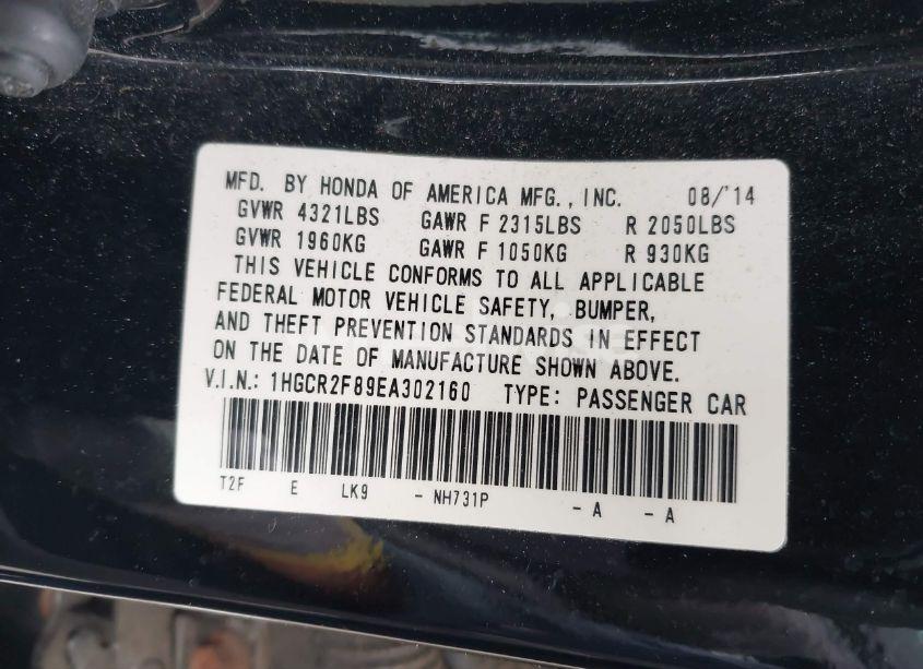 Photo 9 of 2014 Honda Accord EX-L (VIN 1HGCR2F89EA302160)