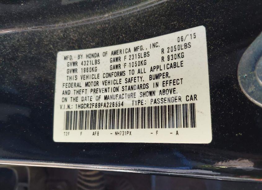 Photo 9 of 2015 Honda Accord EX-L (VIN 1HGCR2F89FA226554)