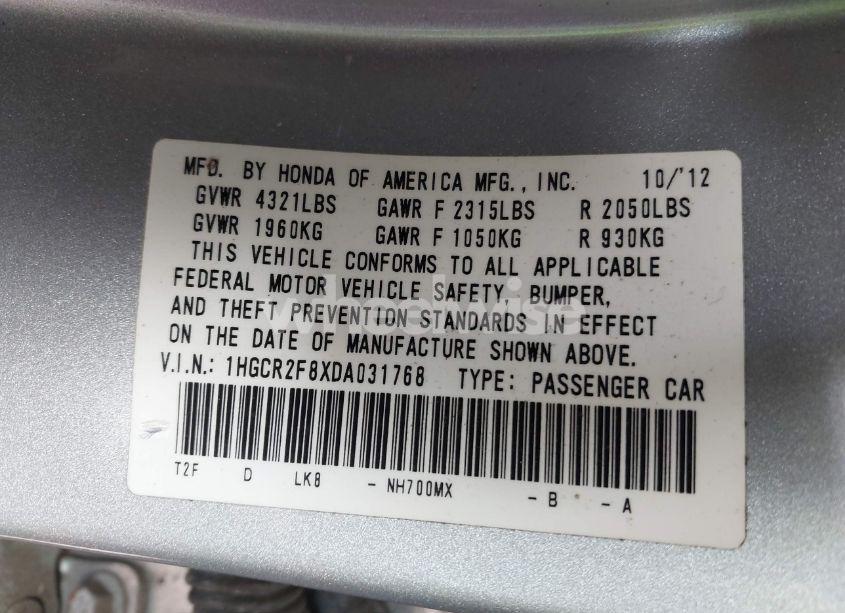 Photo 9 of 2013 Honda Accord EX-L (VIN 1HGCR2F8XDA031768)