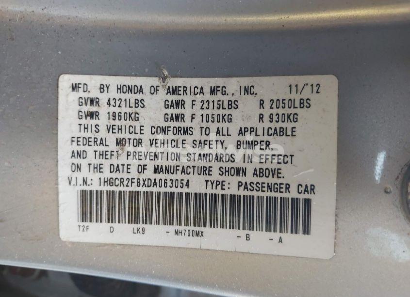 Photo 9 of 2013 Honda Accord EX-L (VIN 1HGCR2F8XDA063054)