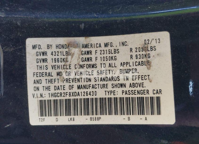 Photo 9 of 2013 Honda Accord EX-L (VIN 1HGCR2F8XDA126430)