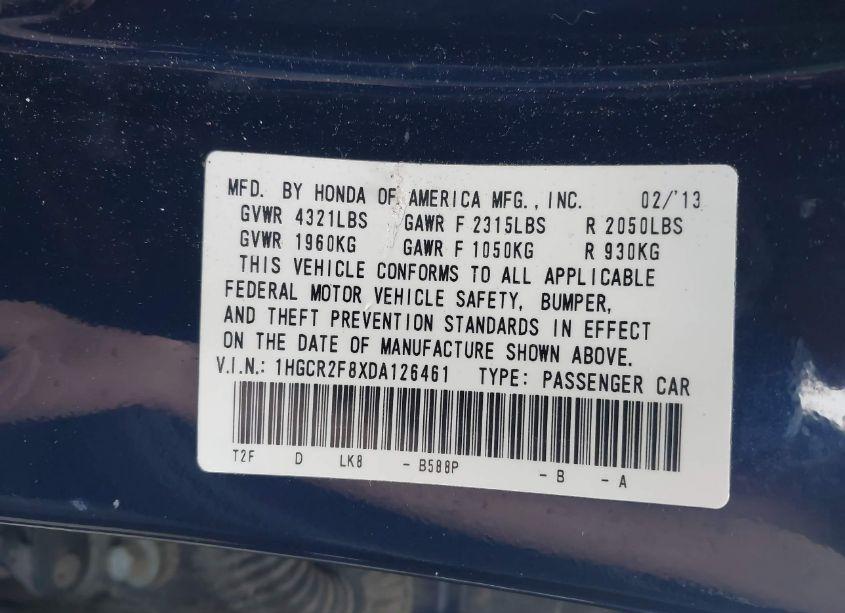 Photo 9 of 2013 Honda Accord EX-L (VIN 1HGCR2F8XDA126461)