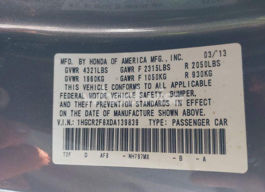 Photo 9 of 2013 Honda Accord EX-L (VIN 1HGCR2F8XDA139839)