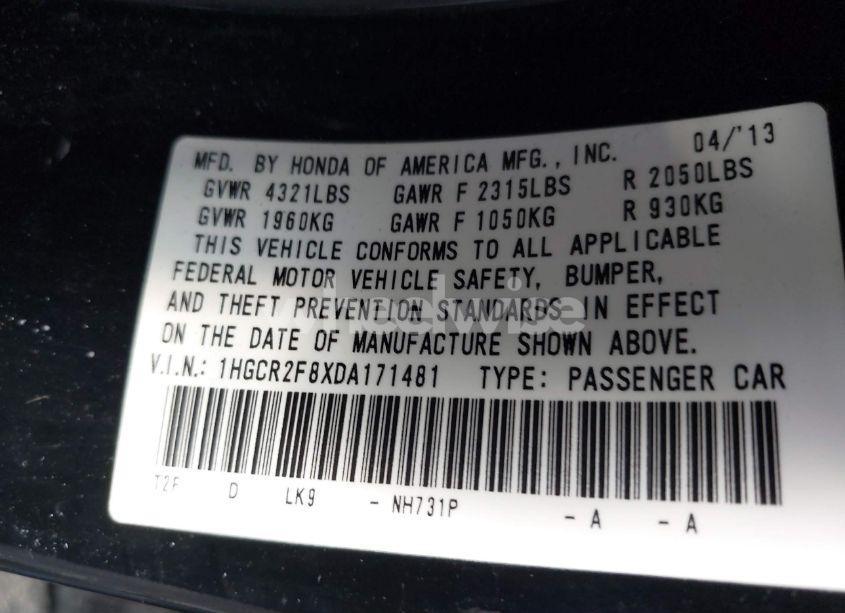 Photo 9 of 2013 Honda Accord EX-L (VIN 1HGCR2F8XDA171481)