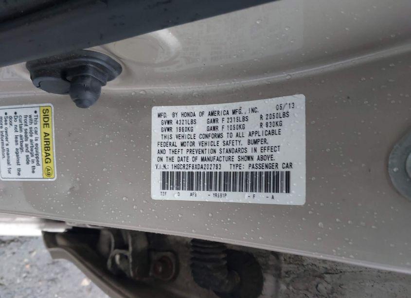 Photo 9 of 2013 Honda Accord EX-L (VIN 1HGCR2F8XDA202793)