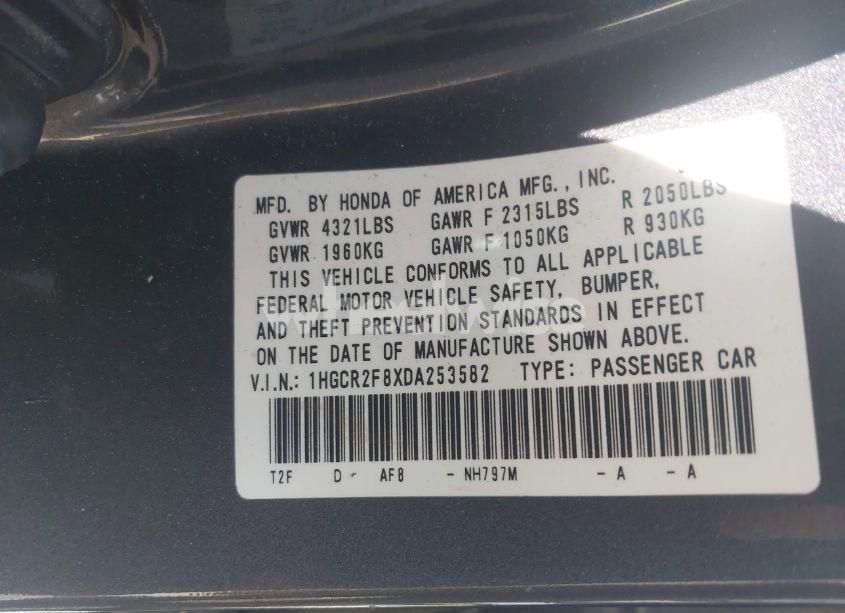 Photo 9 of 2013 Honda Accord EX-L (VIN 1HGCR2F8XDA253582)