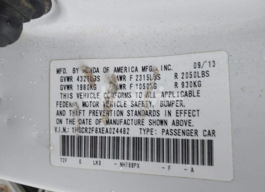 Photo 9 of 2014 Honda Accord EX-L (VIN 1HGCR2F8XEA024482)