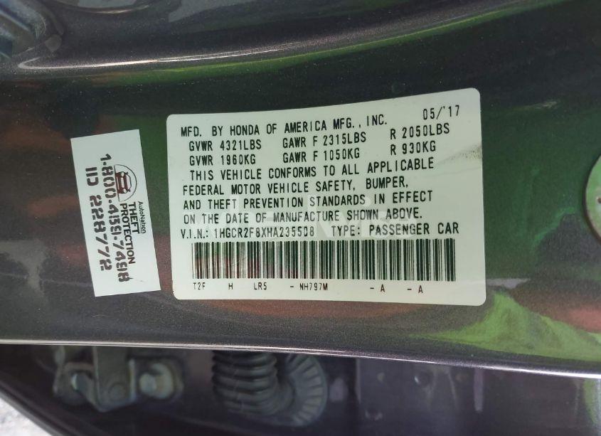 Photo 9 of 2017 Honda Accord EX-L (VIN 1HGCR2F8XHA235508)