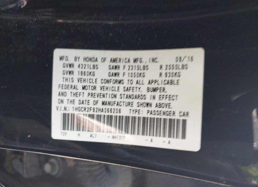 Photo 9 of 2017 Honda Accord EX-L (VIN 1HGCR2F92HA066206)