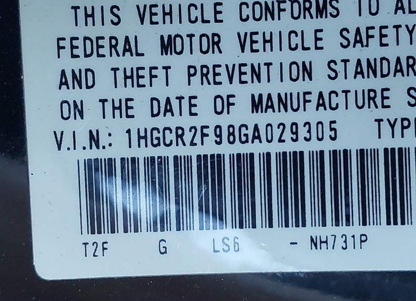 Photo 9 of 2016 Honda Accord EX-L (VIN 1HGCR2F98GA029305)