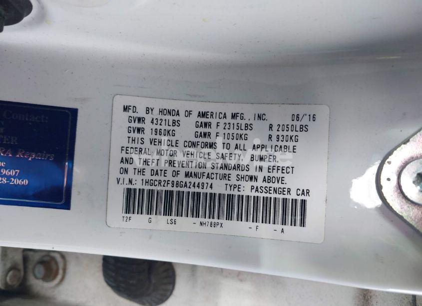 Photo 9 of 2016 Honda Accord EX-L (VIN 1HGCR2F98GA244974)