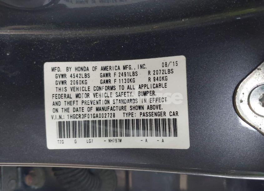 Photo 9 of 2016 Honda Accord EX-L V-6 (VIN 1HGCR3F01GA002728)