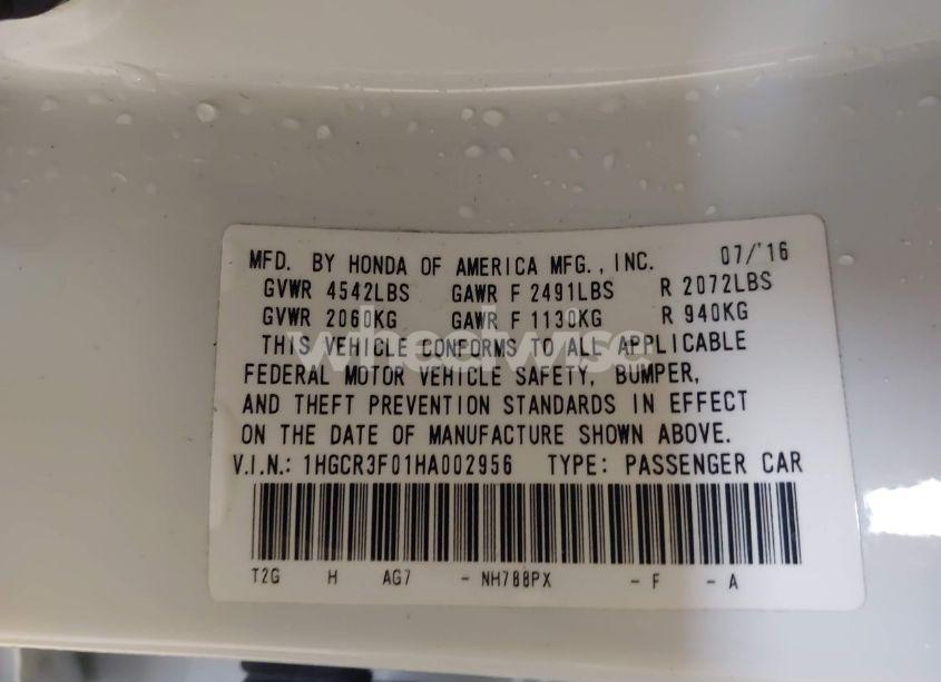 Photo 9 of 2017 Honda Accord EX-L V6 (VIN 1HGCR3F01HA002956)