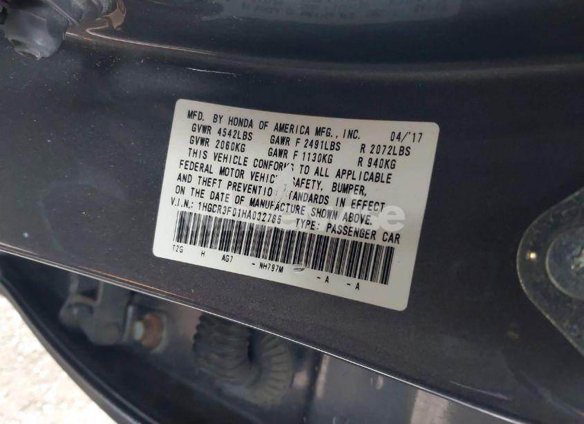 Photo 9 of 2017 Honda Accord EX-L V6 (VIN 1HGCR3F01HA032765)