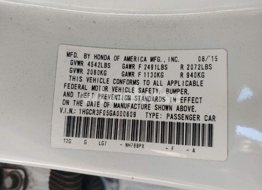 Photo 9 of 2016 Honda Accord EX-L V-6 (VIN 1HGCR3F05GA000609)